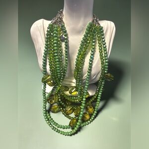 Sassy Jones Beaded Multi-Strand Green Malia Necklace